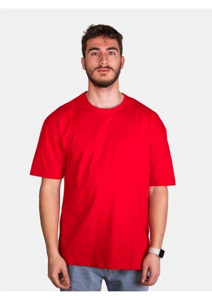 Unisex %100 Pamuk Oversize Sıfır Yaka Kısa Kollu T-Shirt