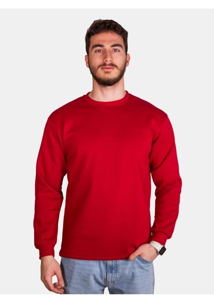 Unisex Üç Iplik Şardonlu Standart Kesim Sıfır Yaka Sweat