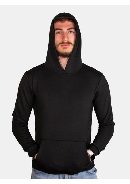 Unisex Üç Iplik Şardonsuz Standart Kesim Kapşonlu Sweat