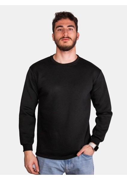 Unisex Üç Iplik Şardonlu Standart Kesim Sıfır Yaka Sweat