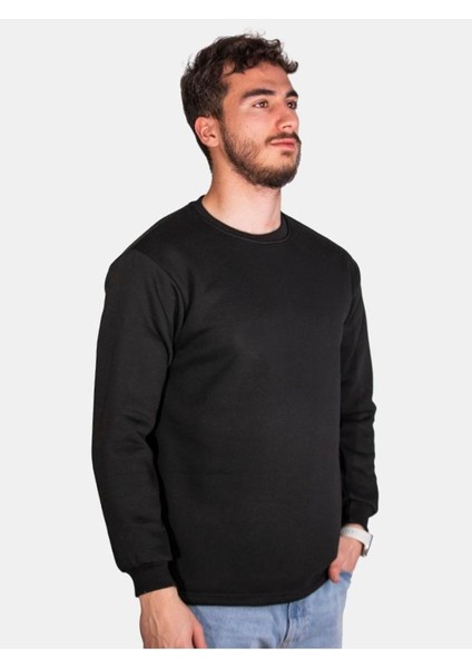 Unisex Üç Iplik Şardonlu Standart Kesim Sıfır Yaka Sweat