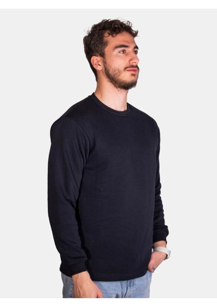 Unisex Üç Iplik Şardonlu Standart Kesim Sıfır Yaka Sweat