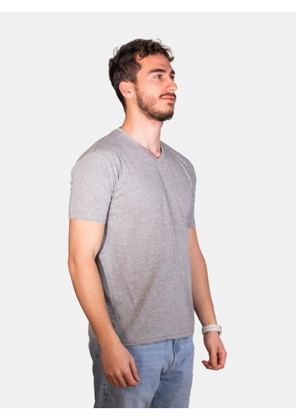 Unisex %100 Pamuk Standart Kesim V Yaka Kısa Kollu T-Shirt