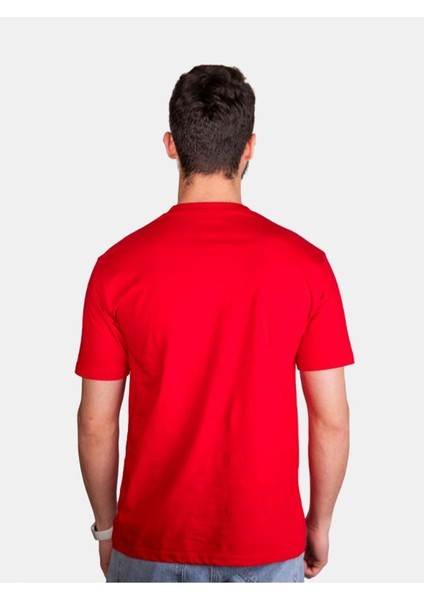 Unisex %100 Pamuk Standart Kesim Sıfır Yaka Kısa Kollu Beyaz Türk Bayrağı Baskılı T-Shirt