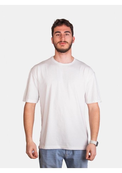 Unisex %100 Pamuk Oversize Sıfır Yaka Kısa Kollu T-Shirt