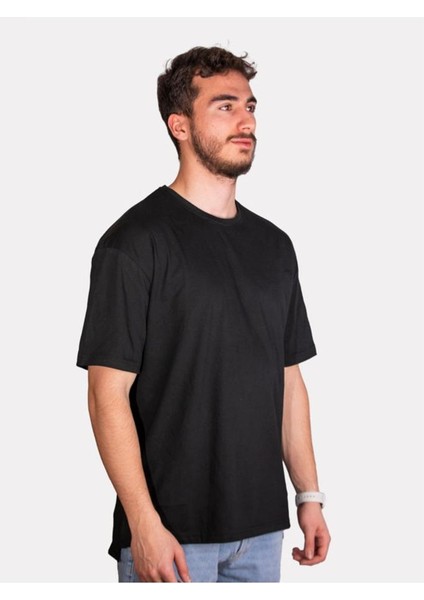 Unisex %100 Pamuk Oversize Sıfır Yaka Kısa Kollu T-Shirt