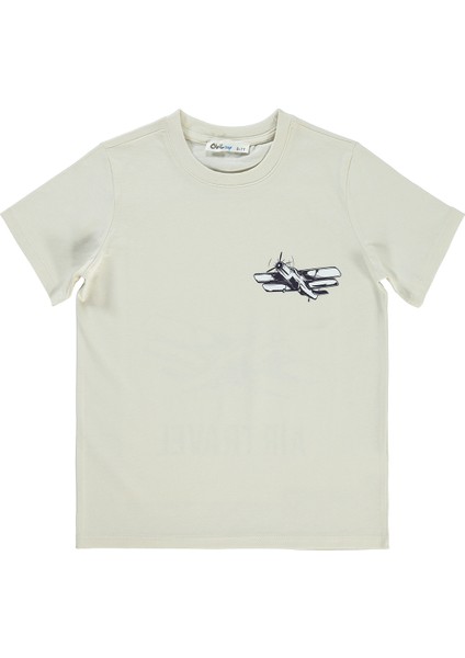 Erkek Çocuk Tişört 6-9 Yaş Fildişi