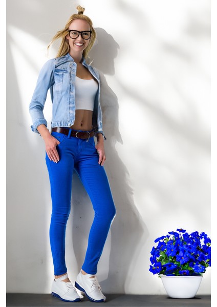 Mavi Dar Paça Pantolon - Slimfit - Düşük Bel