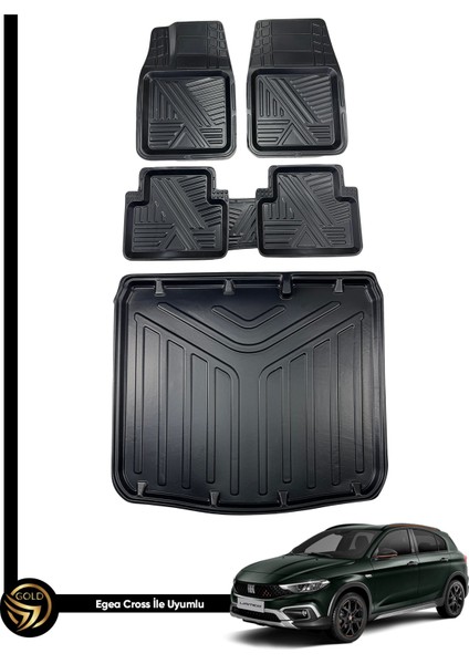 Fiat Egea Cross 3D Zebra Oto Paspas ve Araca Özel Kauçuk Bagaj Havuzu Seti