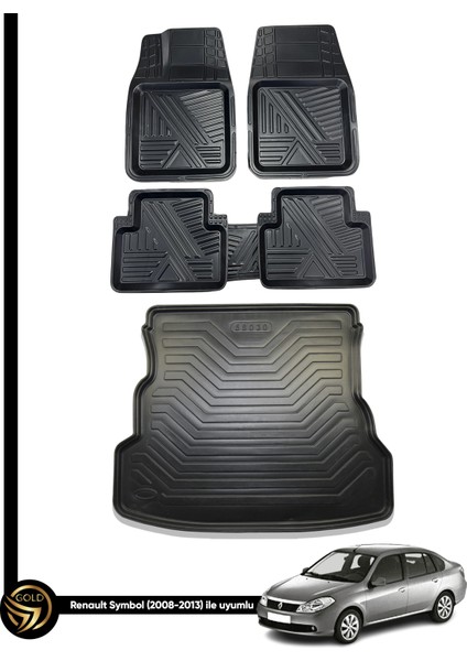 Renault Symbol 2008-2013 3D Zebra Oto Paspas ve Araca Özel Kauçuk Bagaj Havuzu Seti