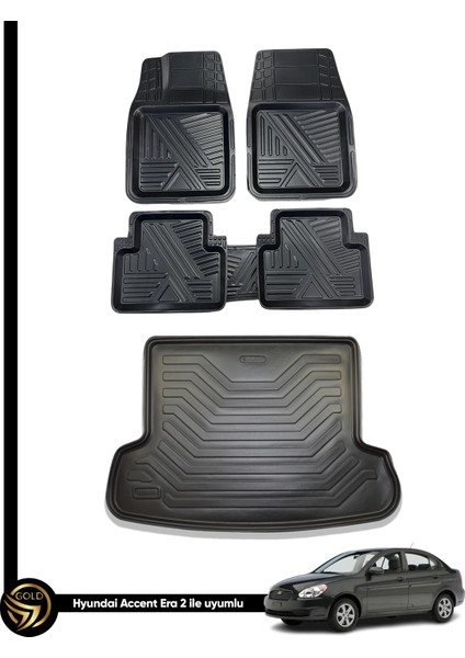 Hyundai Accent Era 3D Zebra Oto Paspas ve Araca Özel Kauçuk Bagaj Havuzu Seti