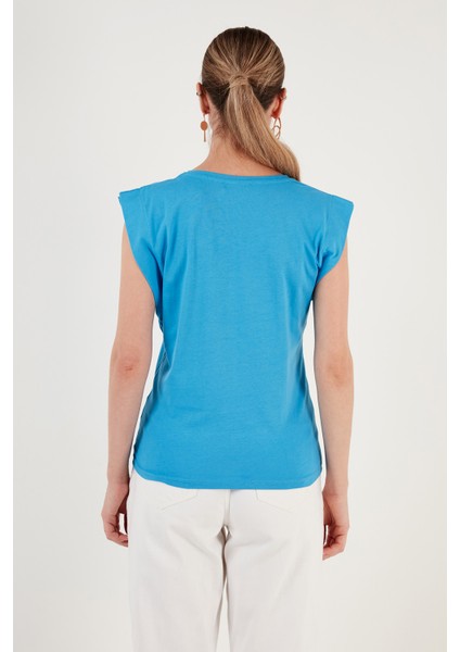 Pamuklu Bisiklet Yaka Kolsuz T Shirt Bayan T SHİRT 5864019