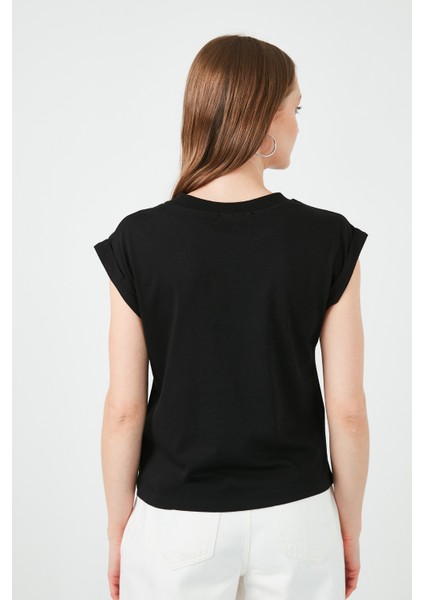 Bisiklet Yaka % 100 Pamuk Basic Tshirt Kadın Tshirt 5864121