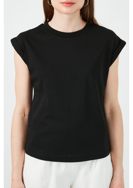 Bisiklet Yaka % 100 Pamuk Basic Tshirt Kadın Tshirt 5864121