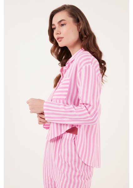 Çizgili Rahat Kesim Bol Paça Pijama Takımı Bayan Pijama Takımı 6110014