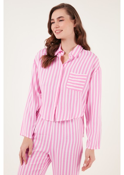 Çizgili Rahat Kesim Bol Paça Pijama Takımı Bayan Pijama Takımı 6110014