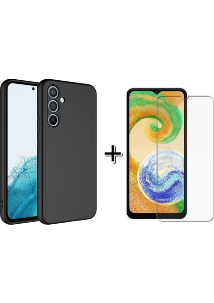 Samsung Galaxy A14 Liquid Içi Kadife Lansman Silikon Kılıf + Temperli Cam Ekran Koruyucu