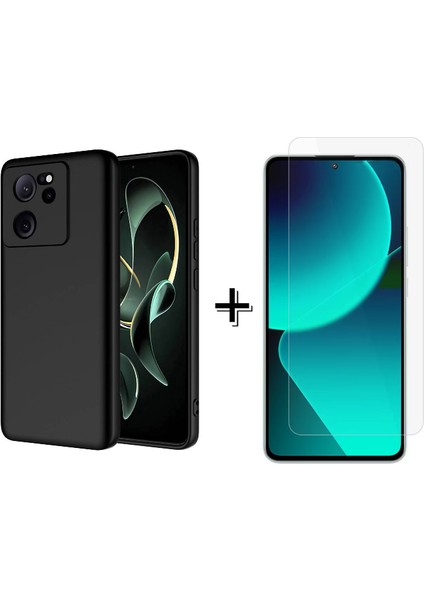 Xiaomi Mi 13T Liquid Içi Kadife Lansman Silikon Kılıf + Temperli Cam Ekran Koruyucu