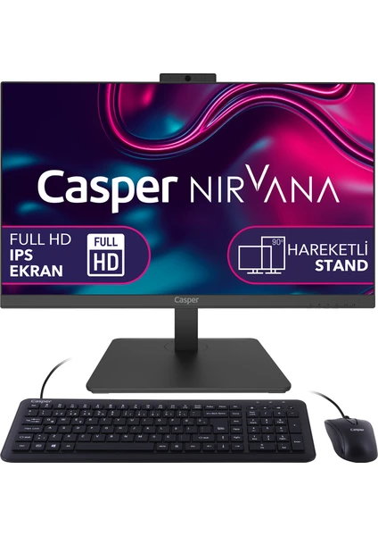 Nirvana A60.5700-BV00X-V AMD Ryzen 7 5700U 16GB 500GB SSD Freedos 23.8" All In One Bilgisayar