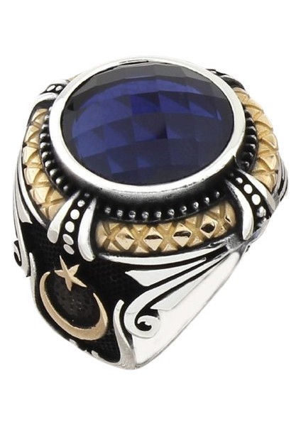 Erkek Yüzük Gümüş 925 Ayar Zirkon Taşlı