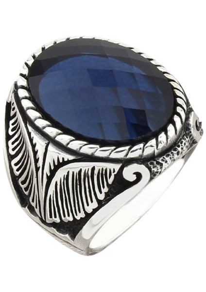 Erkek Yüzük Gümüş 925 Ayar Zirkon Taşlı