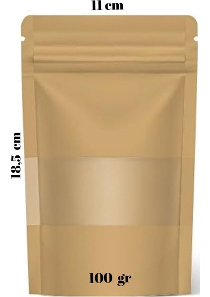 11X18,5 Kraft Pencereli Kilitli Dopypack 50 Adet