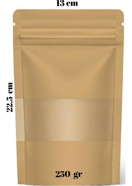 13X22,5 Kraft Pencereli Kilitli Doypack 50 Adet