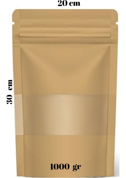 20X30 Kraft Pencereli Kilitli Doypack 50 Adet