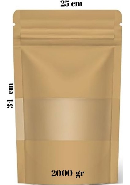 25X34 Kraft Pencereli Kilitli Doypack 50 Adet