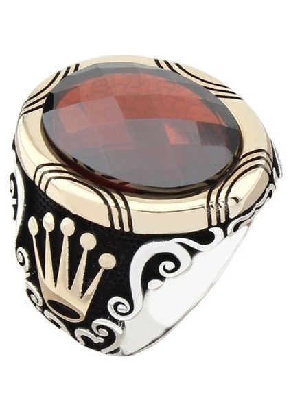 Erkek Yüzük Gümüş 925 Ayar Zirkon Taşlı