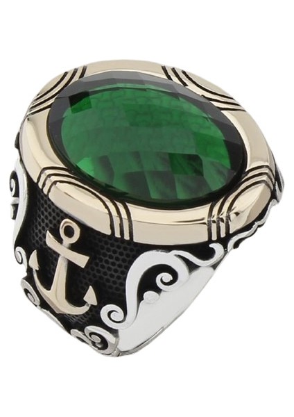 Erkek Yüzük Gümüş 925 Ayar Zirkon Taşlı