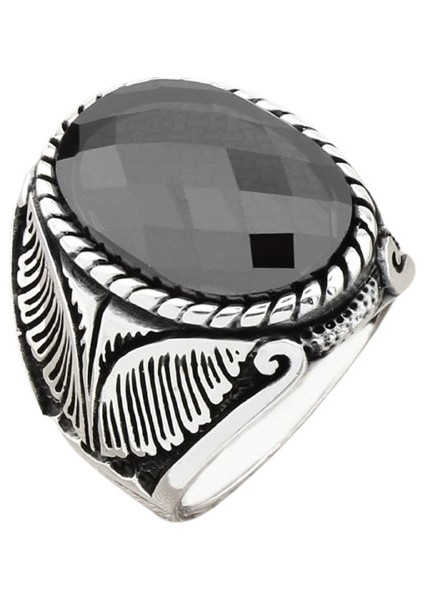 Erkek Yüzük Gümüş 925 Ayar Zirkon Taşlı