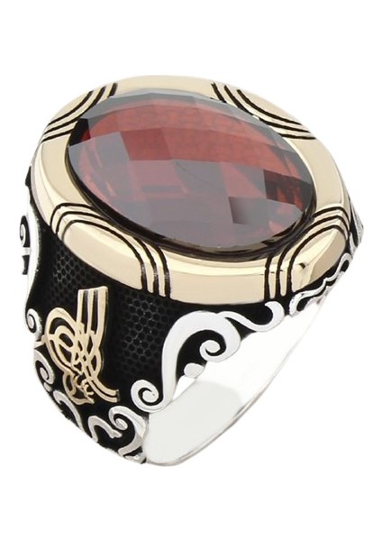 Erkek Yüzük Gümüş 925 Ayar Zirkon Taşlı