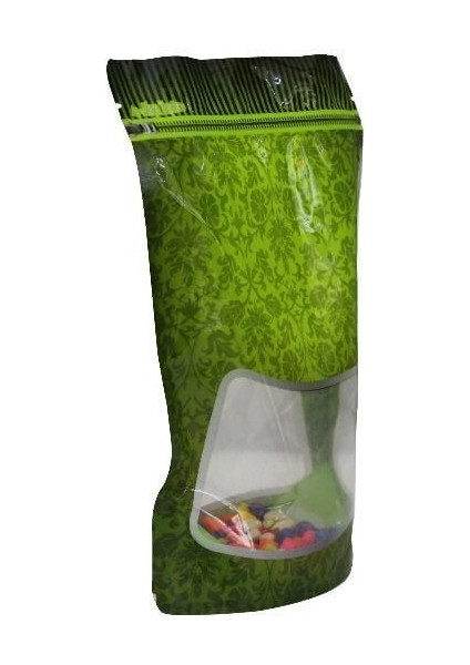 Yeşil Zemin Pencereli Doypack 11X18+3 cm 100 gr 100 Adet