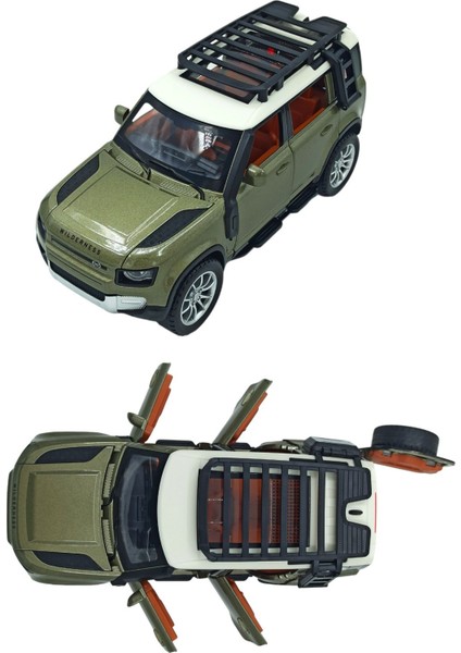 Çocuklar ve Yetişkinler Için Metal Arazi Aracı 1:22 Tüm Kapıları Açılabilen Işıklı Sesli Yeşil