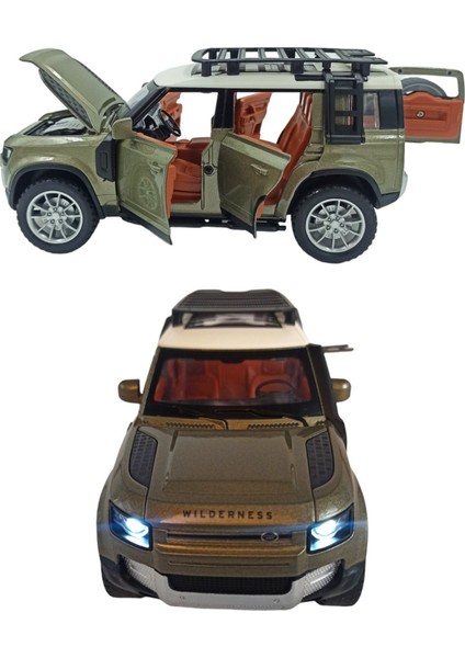 Çocuklar ve Yetişkinler Için Metal Arazi Aracı 1:22 Tüm Kapıları Açılabilen Işıklı Sesli Yeşil fırsatları