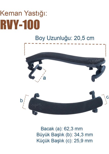 RVY-100 Keman Yastığı 4/4 ve 3/4 Kemanlar ile Uyumlu + Reçine ve Susturucu