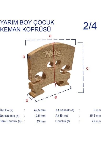 K24 Keman Köprüsü 1/2 Kemanlar İçin