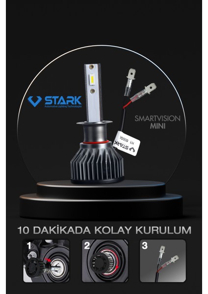 Smart Vision Mini H1 LED Xenon Far Ampulü Kısa Tip Mini Slim Csp Şimşek Etkili