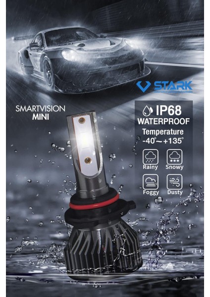 Smart Vision Mini Hb3 9005 LED Xenon Far Ampulü Kısa Tip Mini Slim Csp Şimşek Etkili