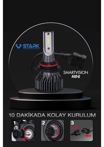 Smart Vision Mini Hb3 9005 LED Xenon Far Ampulü Kısa Tip Mini Slim Csp Şimşek Etkili