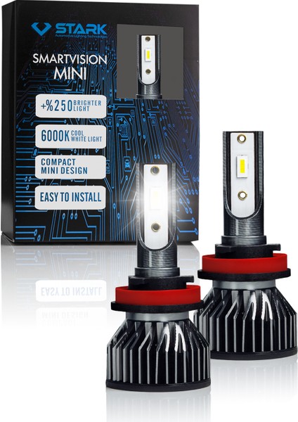 Smart Vision Mini H11 LED Xenon Far Ampulü Kısa Tip Mini Slim Csp Şimşek Etkili