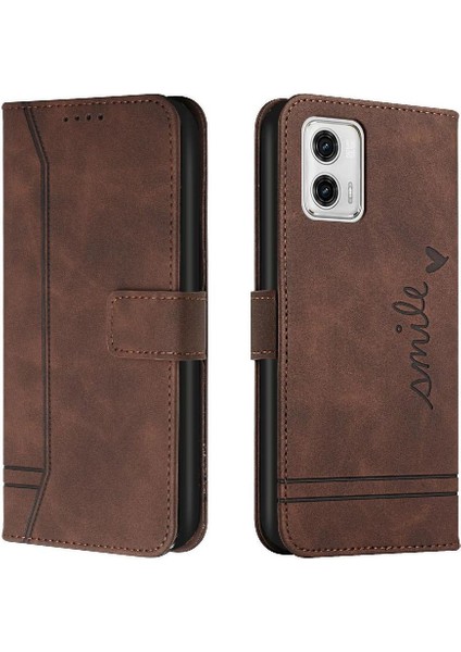 Motorola Moto G73 El Kayışı Flip Folio Cüzdan Kart Yuvaları Için Telefon Kılıfı (Yurt Dışından)