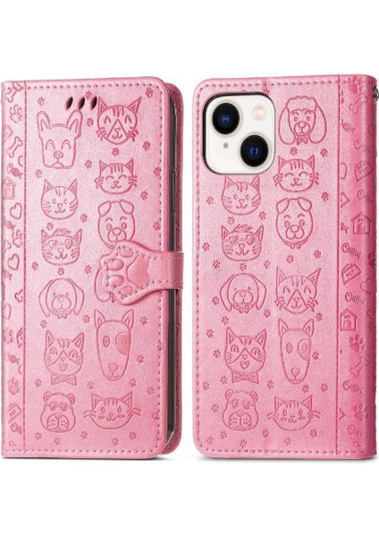 Iphone 15 Için Artı Karikatür Hayvanlar Kısa Kayış Deri Telefon Kılıfı (Yurt Dışından)