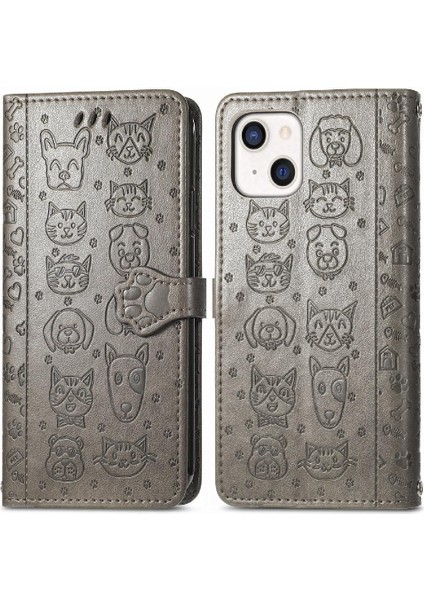 Iphone 13 Mini Deri Karikatür Kısa Telefon Kılıfı (Yurt Dışından)
