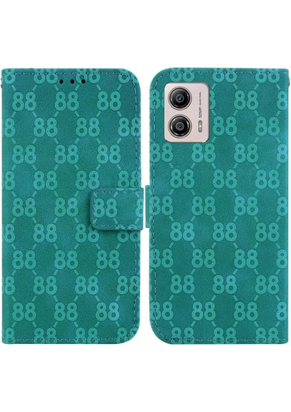 Motorola Moto G53 Için /G23/MOTOROLA Kart Tutucu Çift 8 Kabartmalı Pu Telefon Kılıfı (Yurt Dışından)