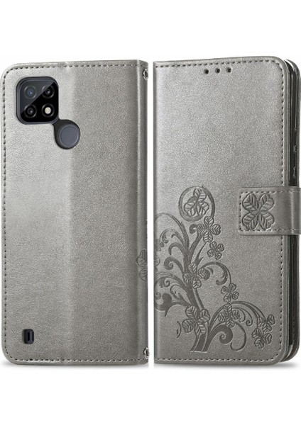 Realme C21 Deri Için Kısa Kayış Çevirin Zarif Iş Telefon Kılıfı (Yurt Dışından)