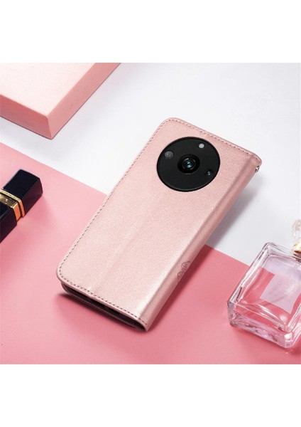 Realme 11 Pro Zarif Iş Dört Yapraklı Yonca Deri Telefon Kılıfı (Yurt Dışından)