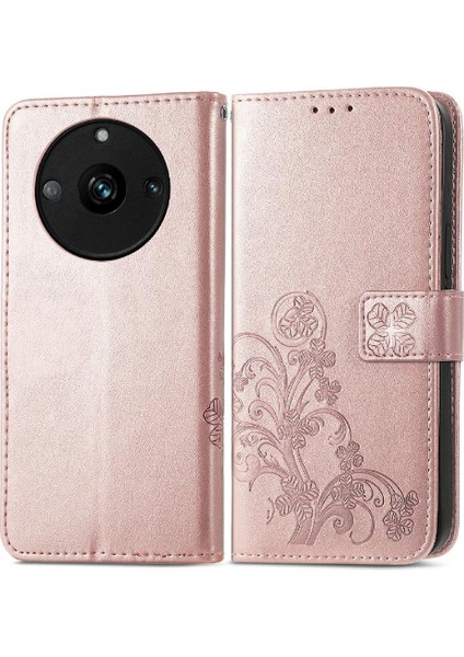Realme 11 Pro Zarif Iş Dört Yapraklı Yonca Deri Telefon Kılıfı (Yurt Dışından)