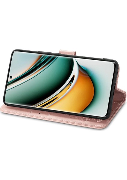 Realme 11 Pro Zarif Iş Dört Yapraklı Yonca Deri Telefon Kılıfı (Yurt Dışından)